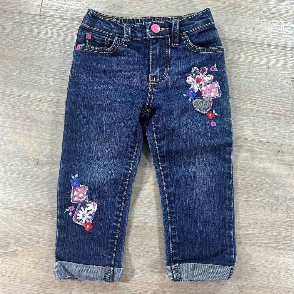 Vtg Est. 1989 The Children's Place‎ 2T Patchwork Straight Cuffed Jeans